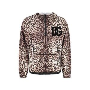Dolce & Gabbana Techno Fabric Leopard Print Raincoat Hooded Size 52 XL EUC